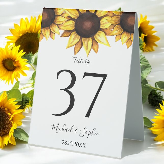 Sunflower Wedding Table Number Yellow White Table Tent (Creator Uploaded)