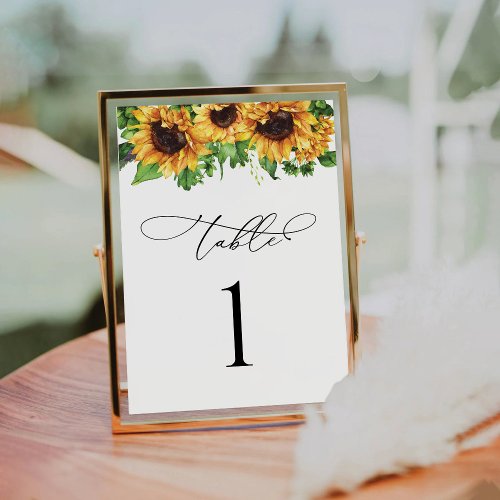 Sunflower Wedding Table Numbers