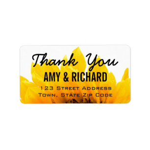 Sunflower Wedding Thank You Address Label