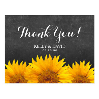 Sunflower Wedding Thank You Chalkboard Postcard