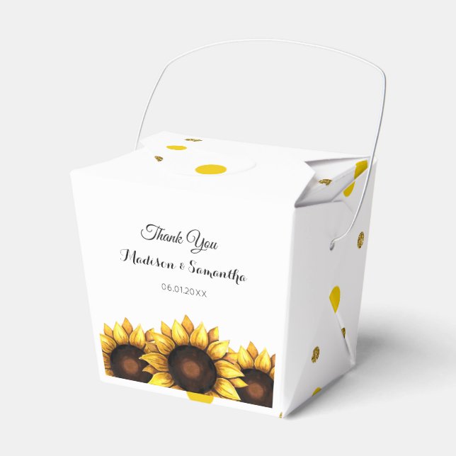 Sunflower Wedding Thank You Favor Box (Front Side)