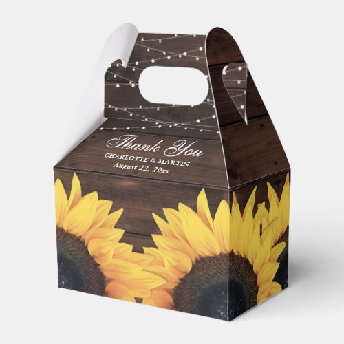 Sunflower Wedding Thank You Favor Boxes