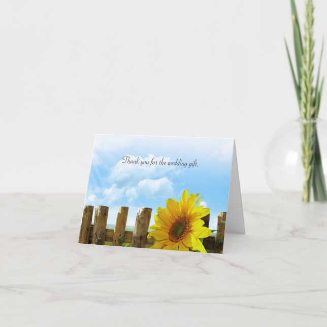 Sunflower Wedding Thank You Messsage Note Card (Front)
