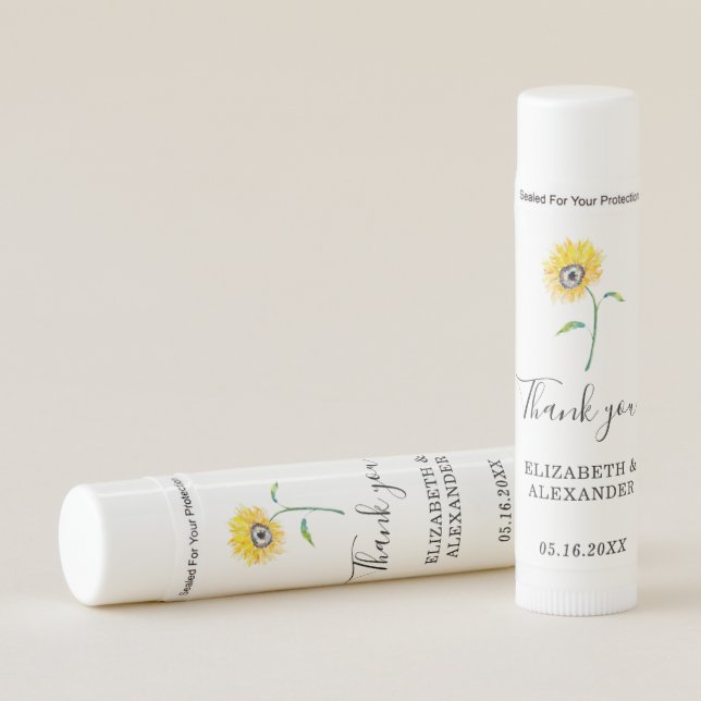 Sunflower Wedding Thank you Simple Minimalist Lip Balm (Front)