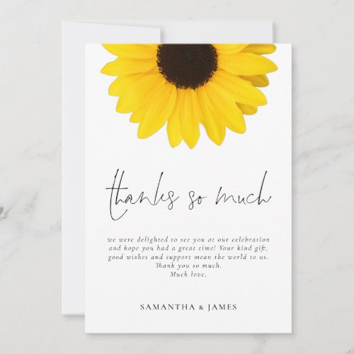 Sunflower Wedding Thanks So Much Card