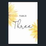 Sunflower wedding Three table number<br><div class="desc">Watercolor sunflower Table Three Number.
Matching items available.</div>