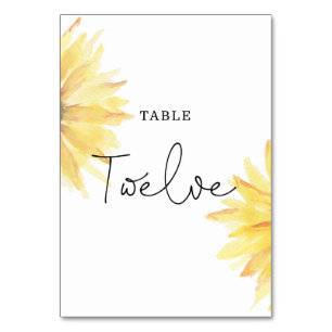Sunflower wedding Twelve table number