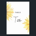 Sunflower wedding Two table number<br><div class="desc">Watercolor sunflower Table Two Number.
Matching items available.</div>