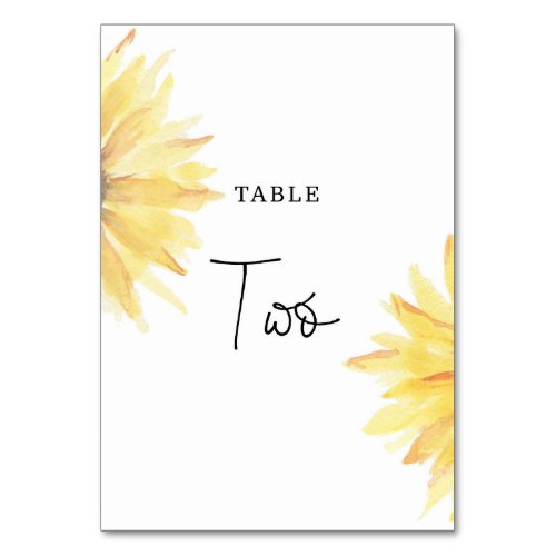 Sunflower wedding Two table number