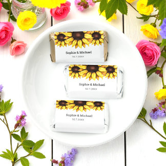 Sunflower Wedding Watercolor Yellow White Floral Hershey's Miniatures