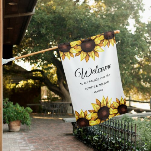 Sunflower Wedding Welcome Floral  House Flag