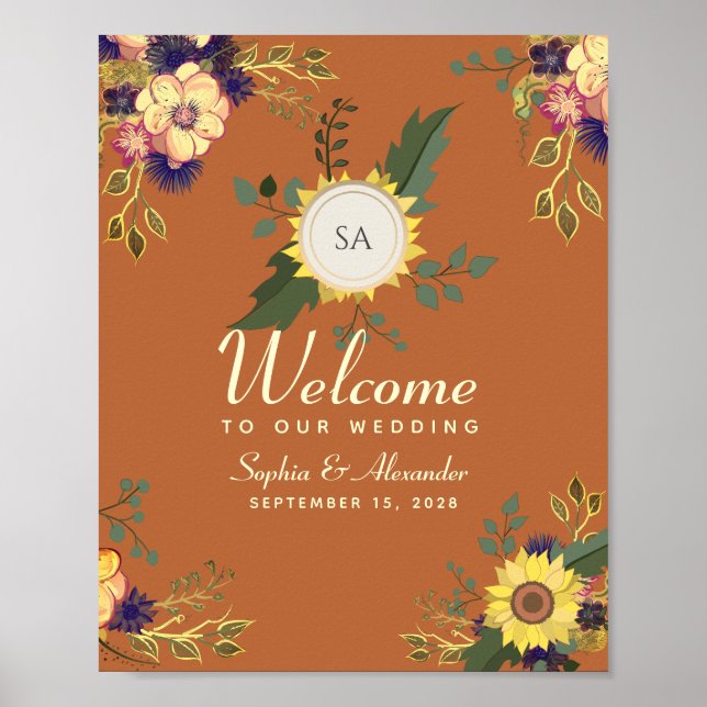 Sunflower Wedding Welcome Poster (Front)