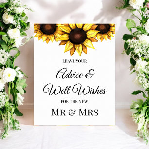 Sunflower Wedding Well Wishes Yellow White Sign