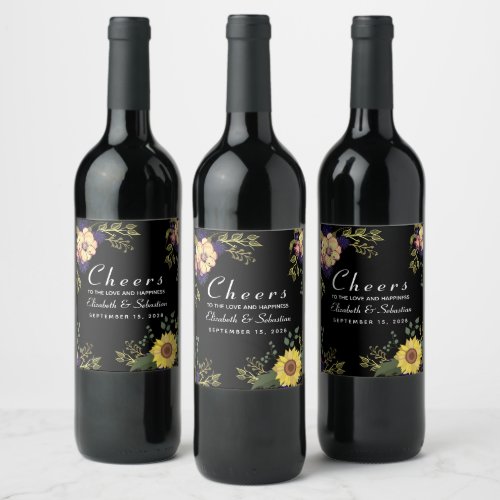 Sunflower Wedding Wine Label