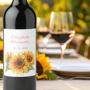 Sunflower Wedding Wine Label