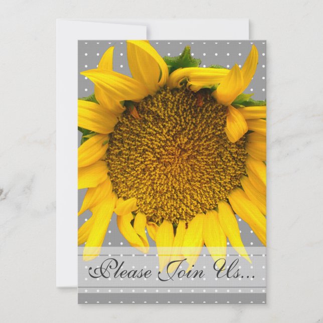 Sunflower Wedding with dots Invitation (Front)