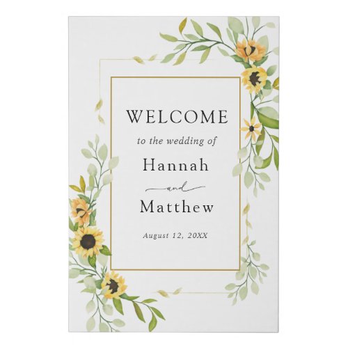 Sunflower Wedding Wrapped Canvas Welcome