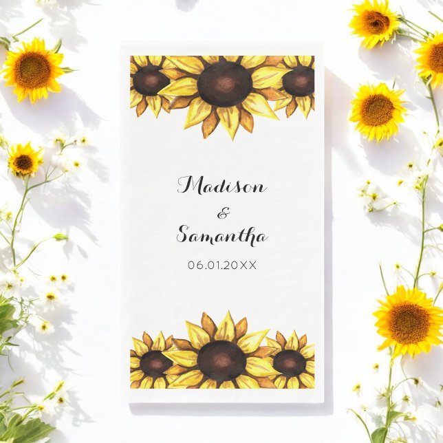 Sunflower Wedding Yellow Floral  Paper Guest Towels (Creator Uploaded)