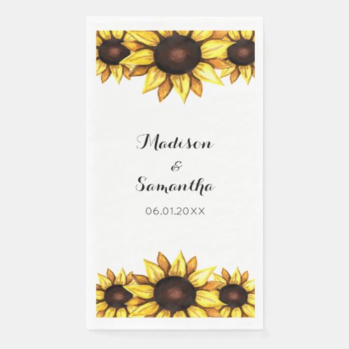 Sunflower Wedding Yellow Floral  Paper Guest Towels