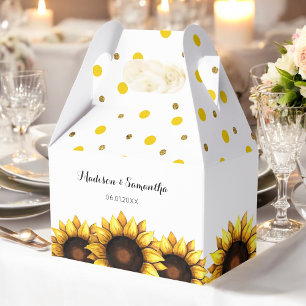 Sunflower Wedding Yellow White Floral Favor Boxes
