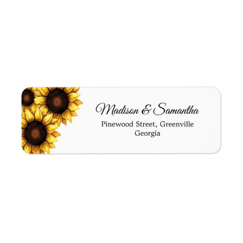 Sunflower Wedding Yellow White Floral Rustic Label