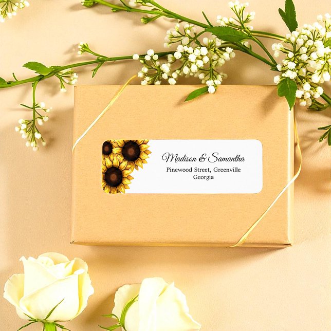 Sunflower Wedding Yellow White Floral Rustic Label (Creator Uploaded)