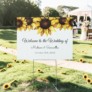Sunflower Wedding Yellow White Floral Yard Sign