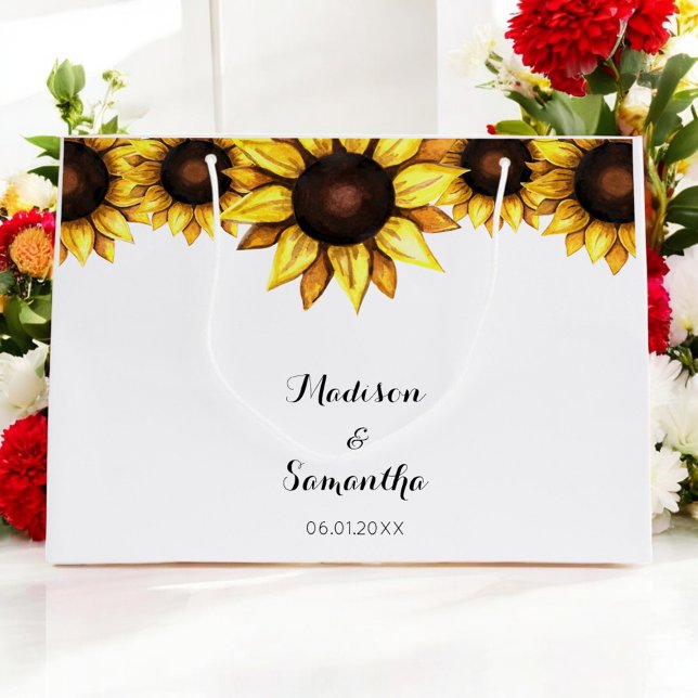 Sunflower Wedding Yellow White   Large Gift Bag (Creator Uploaded)