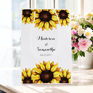 Sunflower Wedding Yellow White  Medium Gift Bag