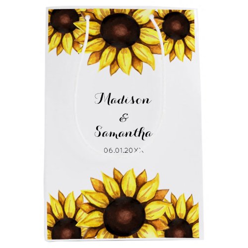 Sunflower Wedding Yellow White  Medium Gift Bag