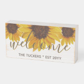 Sunflower Welcome Rustic Home Decor Wooden Box Sign (Angled Horizontal)