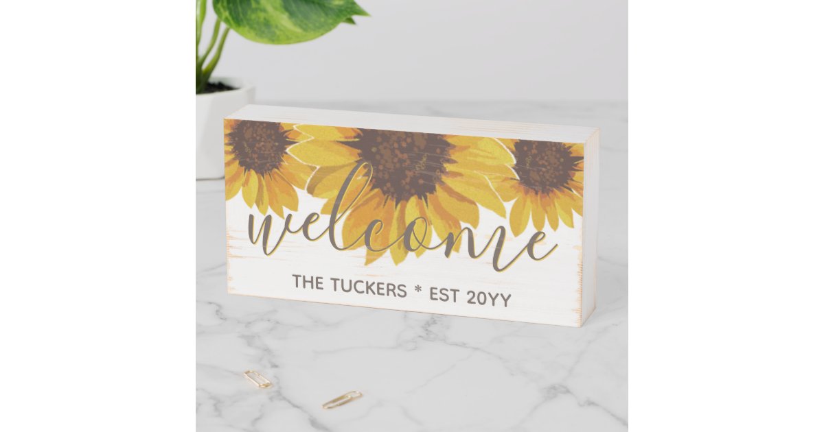 Sunflower Welcome Rustic Home Decor Wooden Box Sign Zazzle