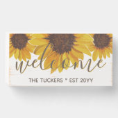 Sunflower Welcome Rustic Home Decor Wooden Box Sign (Front Horizontal)