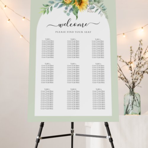 Sunflower Welcome Seating Chart Arch Foam Board