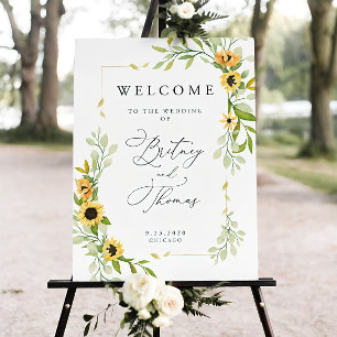 Sunflower Welcome Sign, Sunflower Wedding, Printab Foam Board