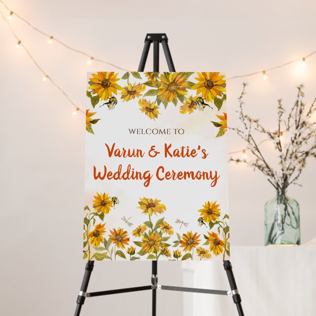 Sunflower Welcome signs as Sunflower Wedding sign (In Situ (Stand))