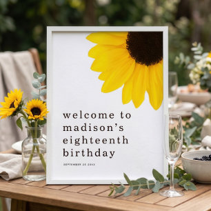 Sunflower Welcome to 18th Birthday Party Poster