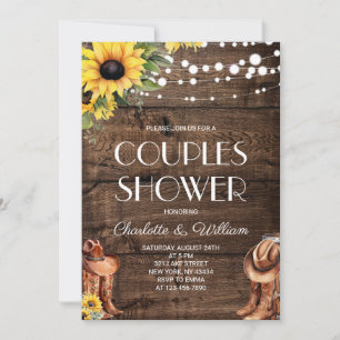 Sunflower Western Couples Shower Invitation
