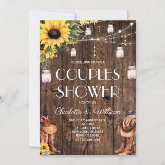Sunflower Western Couples Shower Invitation