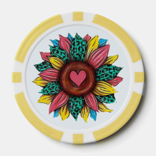 Sunflower Western Cowgirl Flair Design Poker Chips