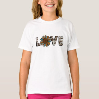 Sunflower Western Love Boho Summer Animal Print T-Shirt