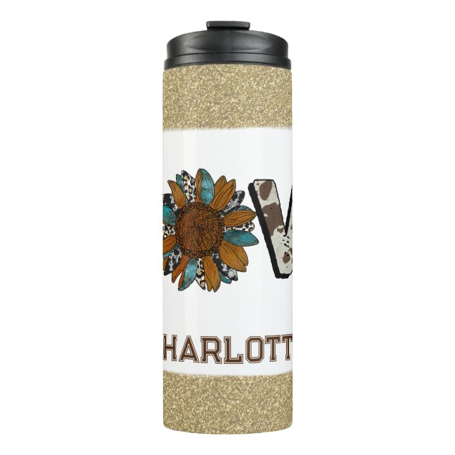 Sunflower Western Love Boho Summer Thermal Tumbler (Front)