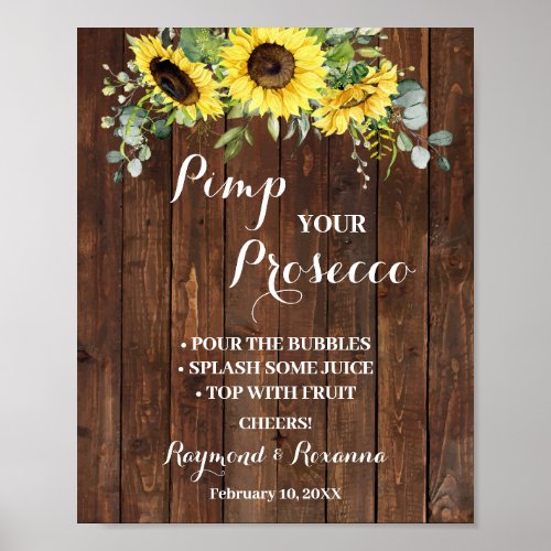 Sunflower Western Pimp your Prosecco Bridal Shower Poster