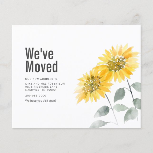 Sunflower We've Moved Address Moving Announcement Flyer (Front)