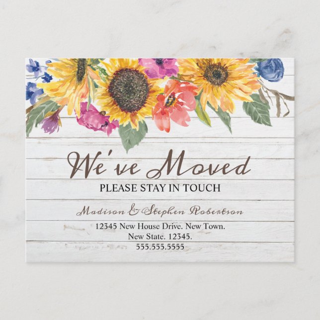 Sunflower  We've Moved | Change of Address Postcard (Front)