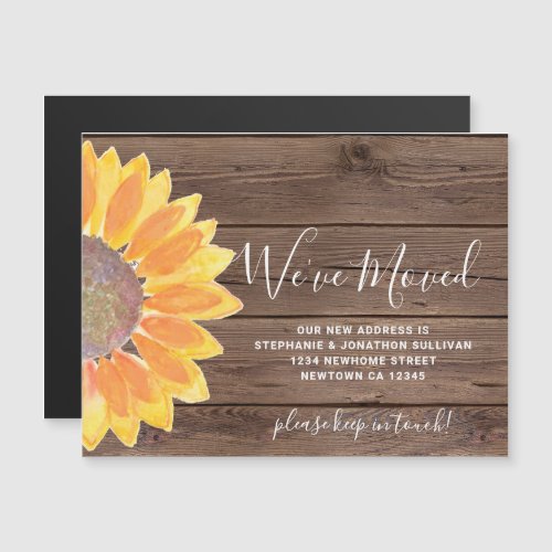 Sunflower Weve Moved Magnetic Announcement Card