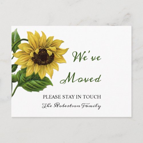 Sunflower Weve Moved New Address  Announcement Postcard