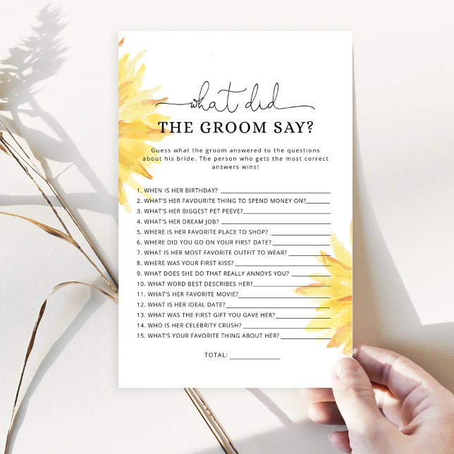 Sunflower What did the groom say bridal game (Creator Uploaded)
