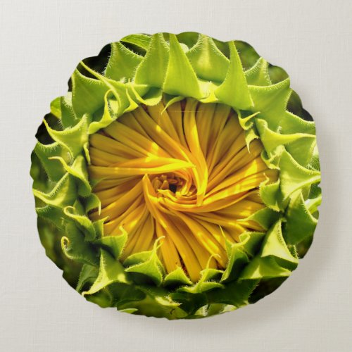 Sunflower whirl round pillow