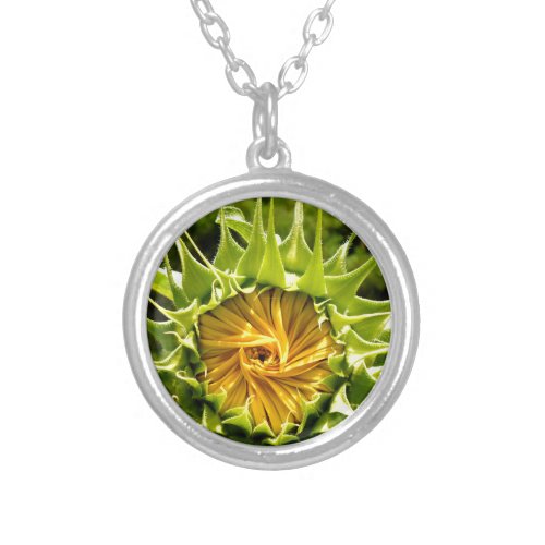 Sunflower Whirl Silver Plated Necklace
